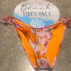 Aerie Orange Floral Bikini Bottom